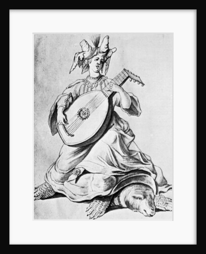 A woman playing a stringed instrument by Anonymous