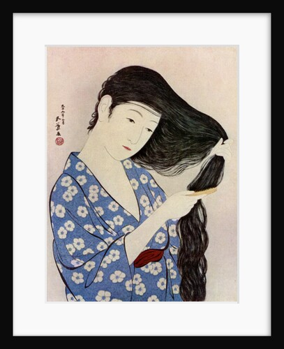 A Japanese woman combing her hair by Hashiguchi Goyo