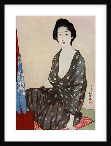 A Japanese woman wearing summer clothes by Hashiguchi Goyo