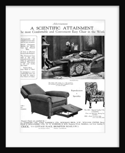 An advertisement for 'Premier' easy chairs by Anonymous