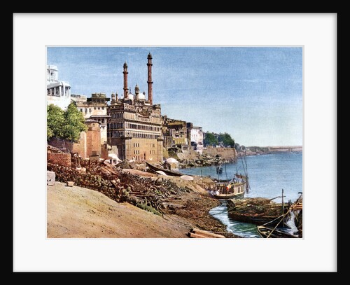 The river Ganges and the Burning Ghats at Benares (Varanasi), India by Anonymous