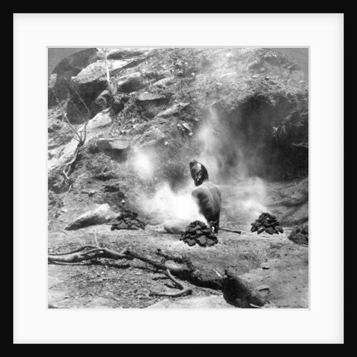 A hermit doing penence at Gem Lake, Mount Abu, India by Underwood & Underwood