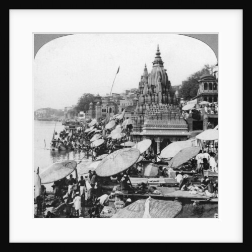A temple and ghats on the Ganges at Benares (Varanasi), India by Anonymous