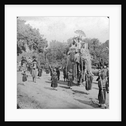Lord and Lady Harding riding an elephant, India by HD Girdwood