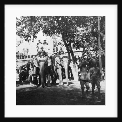 Viceregal staff and his daughter taking part in the elephant procession, Delhi, India by H Hands & Son