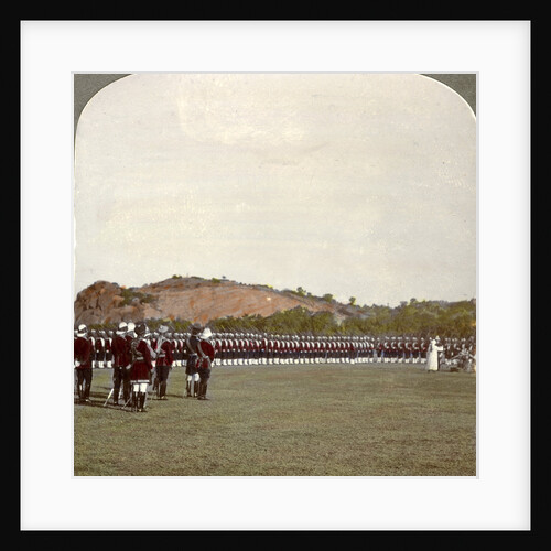 Receiving the colours inside the square, India by Underwood & Underwood