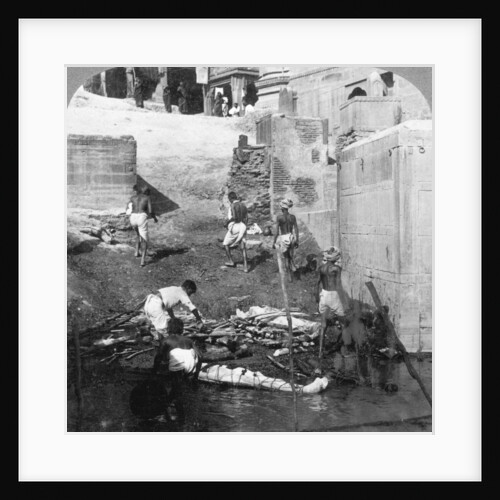 Bathing and burning the Hindu dead, Benares (Varanasi), India 1903 by Underwood & Underwood
