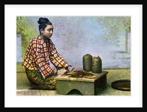 A Burmese woman making cigars by Anonymous
