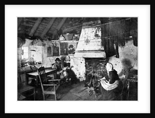 Interior of a crofter's cottage, Shetland, Scotland by Valentine & Sons