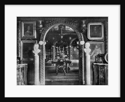 The library, Keir House, Bridge of Allan, Stirlingshire, Scotland by Valentine & Sons