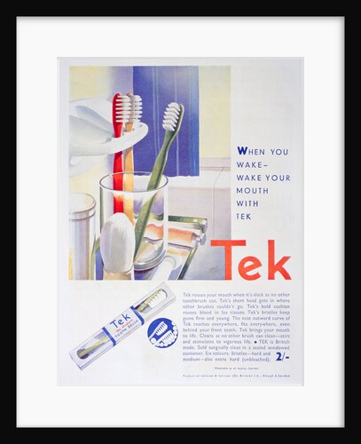 Advert for Tek toothbrushes, by Johnson and Johnson by Anonymous