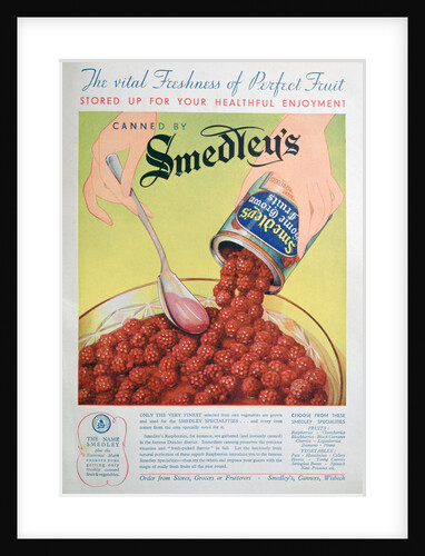 Advert for Smedley's tinned fruit by Anonymous