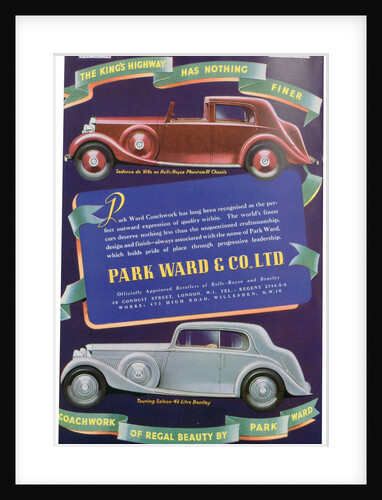 Advert for Park Ward and Co car coachwork by Anonymous
