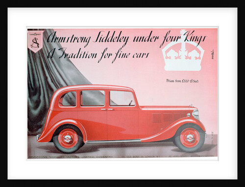 Armstrong Siddeley Motors advert by Anonymous