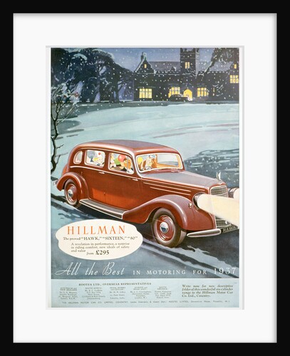 Advert for Hillman motor cars by Anonymous