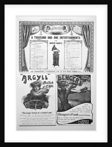 An advertising page in the Illustrated London News, Christmas by Anonymous