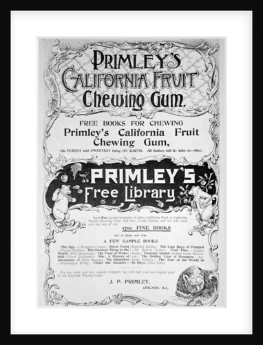 Advert for Primley's California Fruit chewing gum by Anonymous