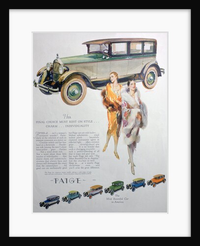 Advert for Paige motor cars by Anonymous