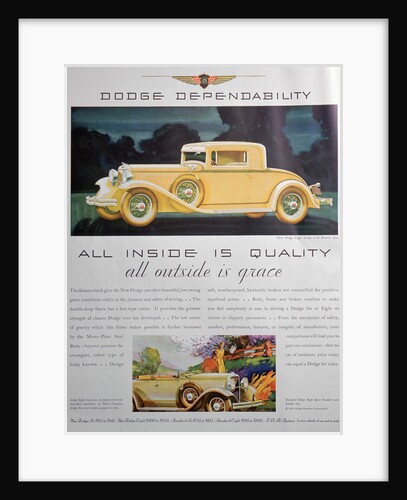 Advert for Dodge cars by Anonymous