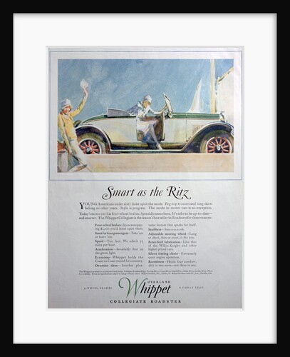 Advert for the Overland Whippet Collegiate Roadster car by Anonymous
