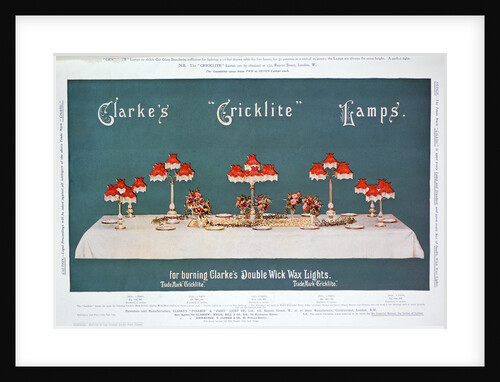 Advert for Clarke's 'Cricklite' Lamps by Anonymous