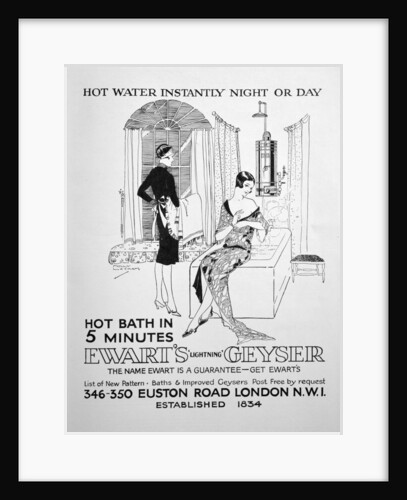 Advert for Ewart's Geyser for hot water by Anonymous