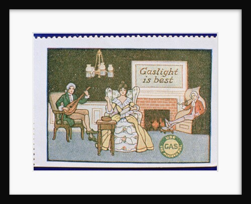Early gas lighting advertisement label by Anonymous