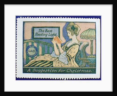 Early gas lighting advertisement label by Anonymous