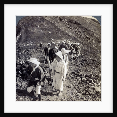 Pilgrims at the end of their ascent of Mount Fuji (Fujiyama), Japan by Underwood & Underwood