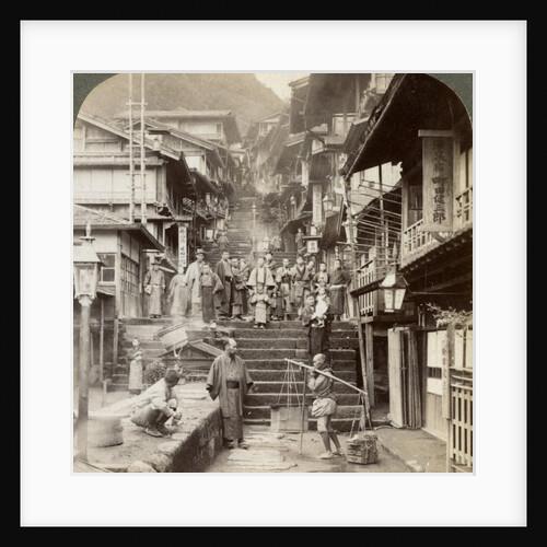 Main street up the steep side of Mount Haruna at a famous village of hot springs, Ikao, Japan by Underwood & Underwood