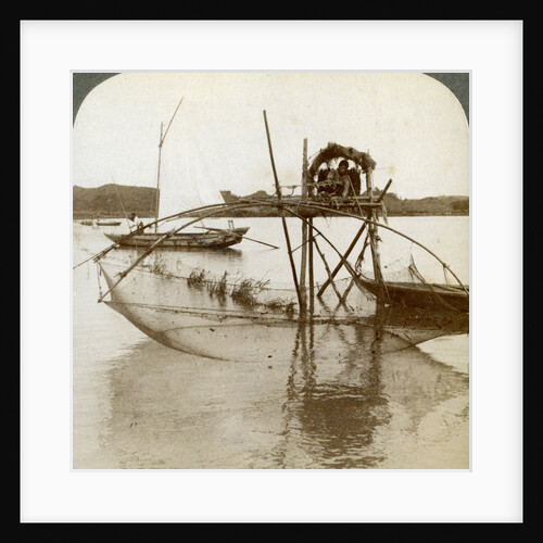 'Toiler of the sea', with his curious fishing net, bay of Matsushima, Japan by Underwood & Underwood