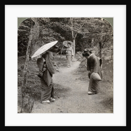 Women in the Kinkaku-ji Temple garden, Kyoto, Japan by Underwood & Underwood