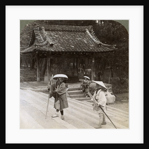 Women pilgrims on the steps of Omuro Gosho (east), Kyoto, Japan by Underwood & Underwood