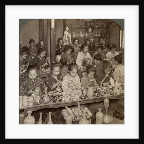 Factory girls decorating cheap pottery for the foreign markets, Kyoto, Japan by Underwood & Underwood