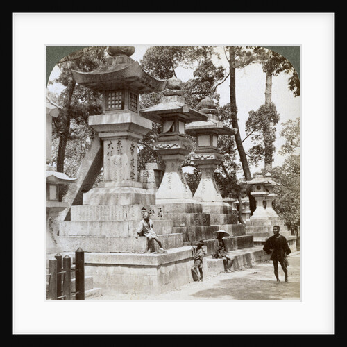 Stone lanterns at Sumiyoshi, Osaka, Japan by Underwood & Underwood