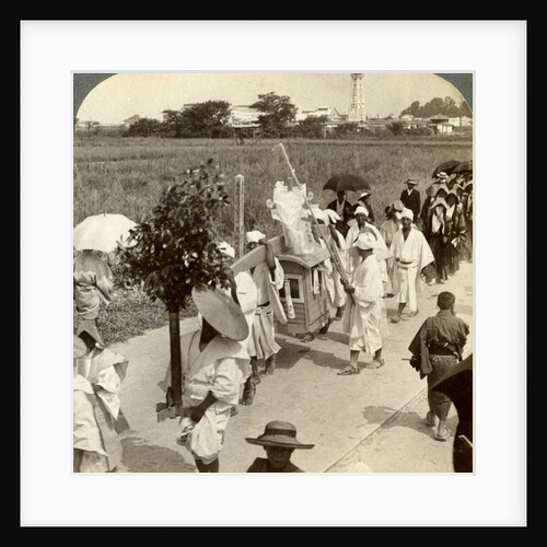 Funeral procession of a rich Buddhist, on the road to Sakai, looking towards Osaka, Japan by Underwood & Underwood