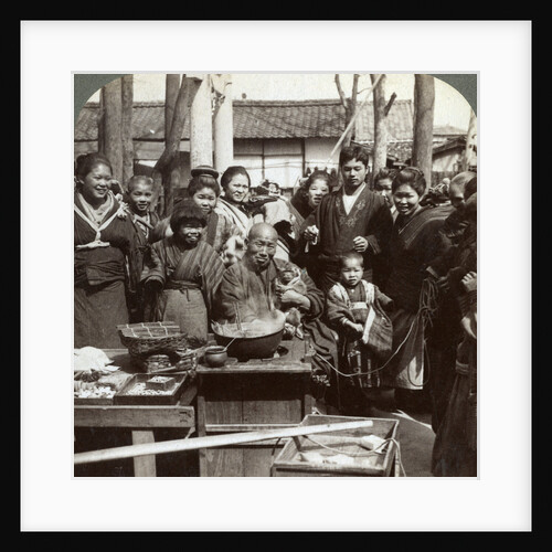 A street performer with a monkey amusing the crowd, Kobe, Japan by Underwood & Underwood