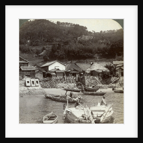 Fishing village of Obatake on the Inland Sea, looking north to the terraced rice fields, Japan by Underwood & Underwood