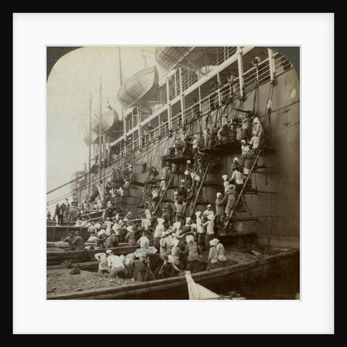 Coaling the Pacific mail SS 'Siberia', at the fortified naval station of Nagasaki, Japan by Underwood & Underwood
