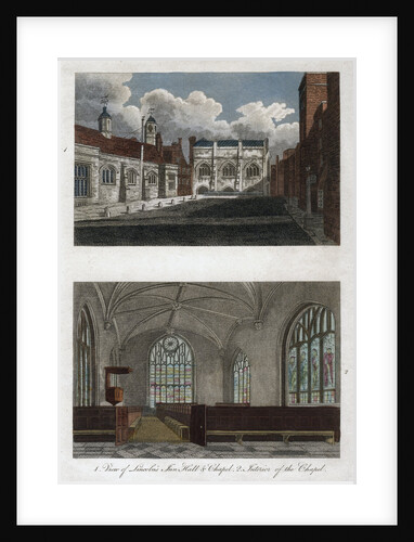 Views of Lincoln's Inn Hall and Chapel, and the interior of Lincoln's Inn Chapel, London by Pals