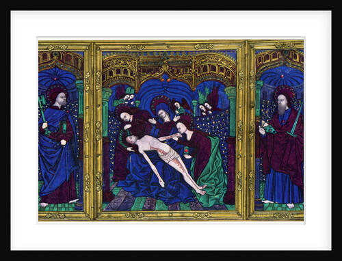 Triptych, champlevé enamel on copper by Anonymous