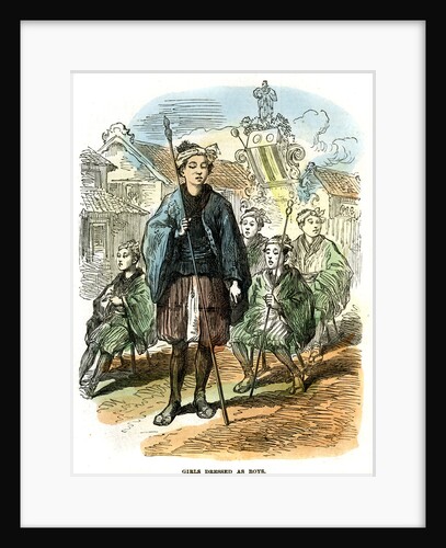 Girls dressed as boys, New Year's festival procession at Yokohama, Japan by Anonymous