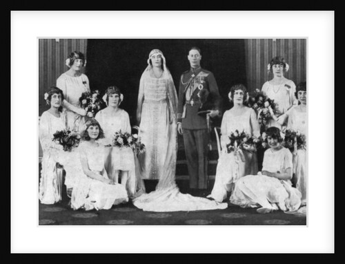 The Duke and Duchess of York surrounded by her eight bridesmaids by Anonymous