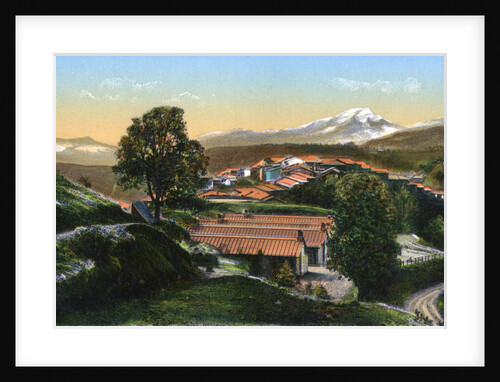 The barracks with distant snow-capped mountains, Chakrata, India by Anonymous