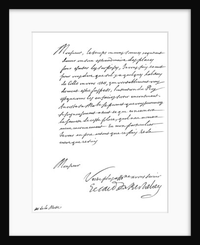 Letter by Cardinal Richelieu, to Monsieur de la Motte by Frederick George Netherclift