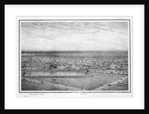 Esplanade Row and mosque, panorama of Calcutta, India by Frederick Fiebig