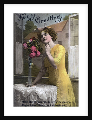 'Hearty Greetings', birthday card by Anonymous