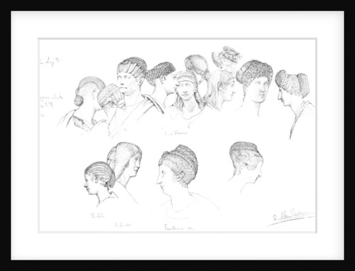 Studies of Roman headresses in the Uffizi Museum, Florence by Anonymous