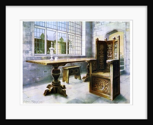 Oak trestle table and 'Mine Host's' chair by Edwin Foley