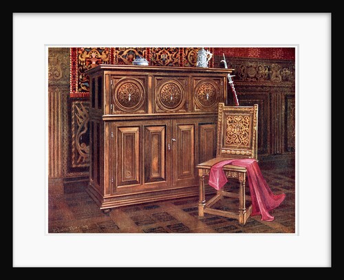 Oak cabinet and walnut chair by Edwin Foley